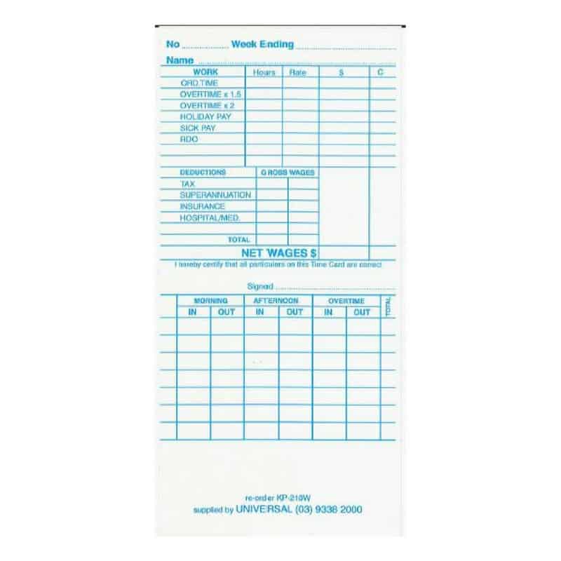 KP210W Time Card